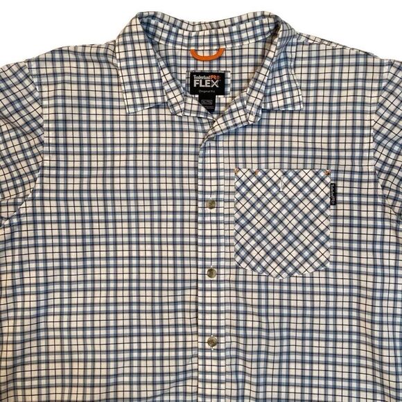 Timberland Pro Flex Original Fit Blue Gray Short Sleeve Vented Shirt Men Size XL - Picture 3 of 11